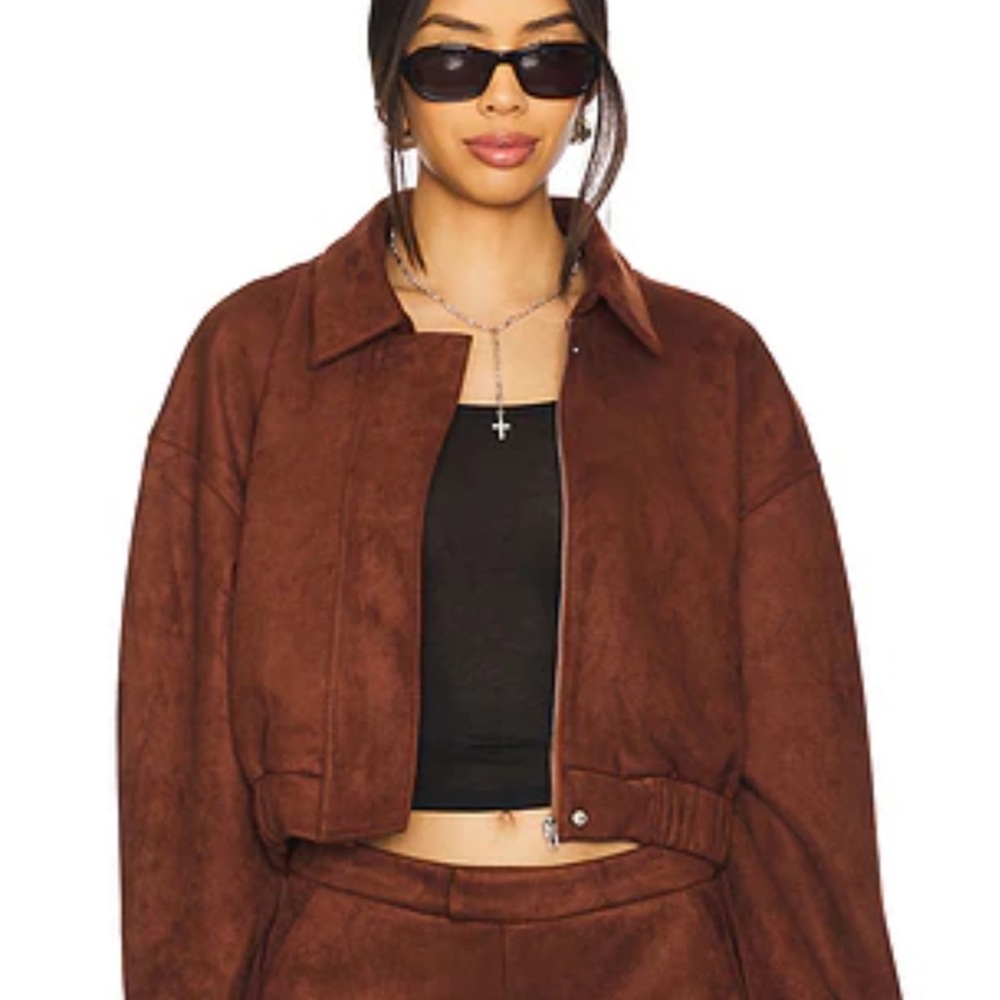 More To Come brown suede copped jacket - only worn once!